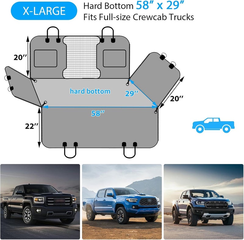 URPOWER XL Dog Back Seat Extender for Crew Cab Truck, Hard Bottom Dog Car Seat Cover Holds 550lbs Waterproof Dogs Car Hammock Pet Backseat, Pet Truck Accessories for F150 / RAM 1500/ Tundra Crew Cab - Image 3